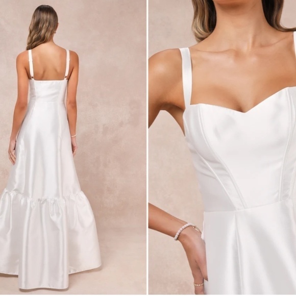 LULU's Bridal Wedding Shower Rehearsal Dinner Reception Bustier Maxi Dress - Picture 3 of 3